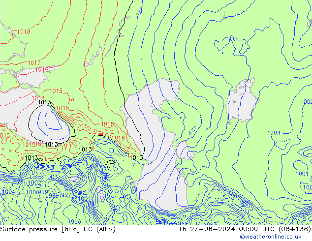 Luchtdruk (Grond) EC (AIFS) do 27.06.2024 00 UTC