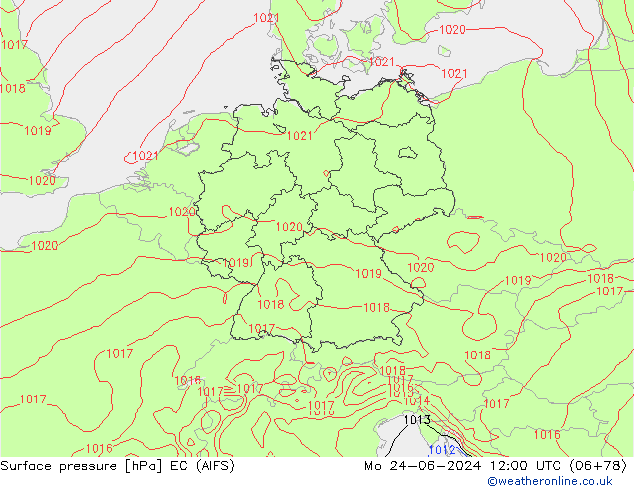 pression de l'air EC (AIFS) lun 24.06.2024 12 UTC
