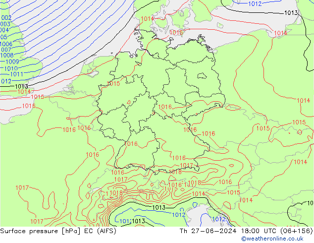 Surface pressure EC (AIFS) Th 27.06.2024 18 UTC