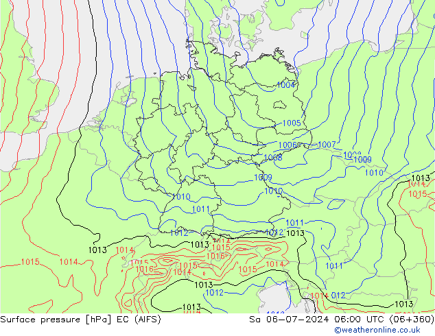 Atmosférický tlak EC (AIFS) So 06.07.2024 06 UTC