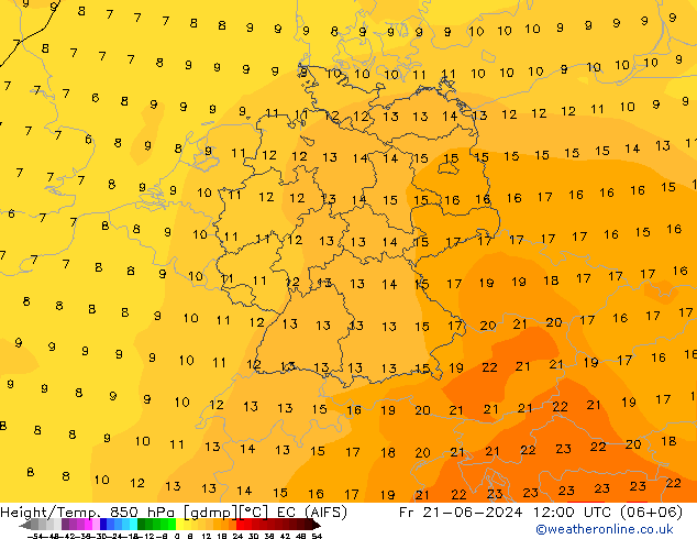 Yükseklik/Sıc. 850 hPa EC (AIFS) Cu 21.06.2024 12 UTC