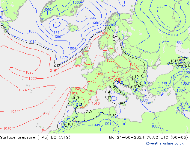 pressão do solo EC (AIFS) Seg 24.06.2024 00 UTC
