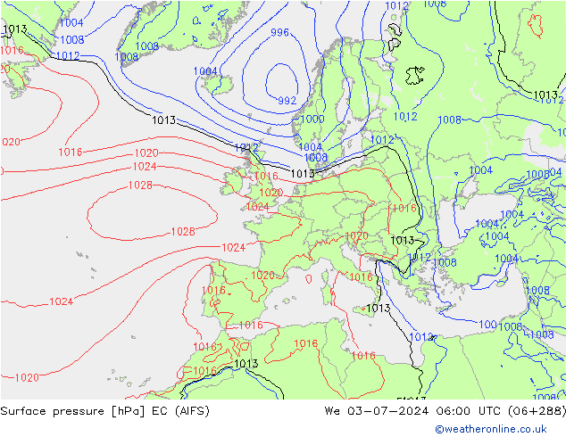 pression de l'air EC (AIFS) mer 03.07.2024 06 UTC