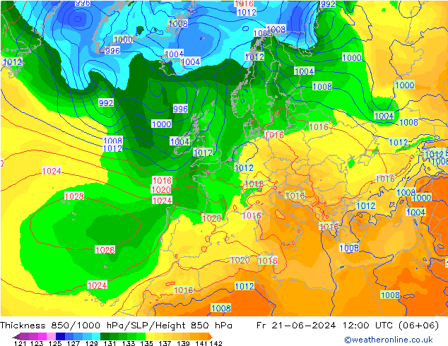 Thck 850-1000 hPa EC (AIFS) Fr 21.06.2024 12 UTC