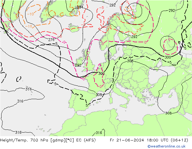 Height/Temp. 700 hPa EC (AIFS) Fr 21.06.2024 18 UTC