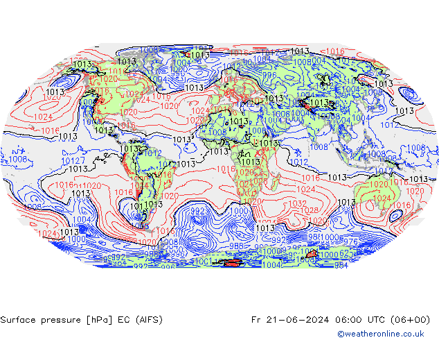 Surface pressure EC (AIFS) Fr 21.06.2024 06 UTC