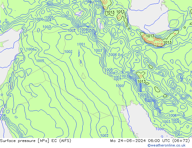 Presión superficial EC (AIFS) lun 24.06.2024 06 UTC