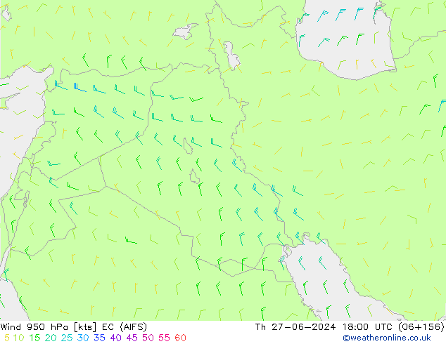 Rüzgar 950 hPa EC (AIFS) Per 27.06.2024 18 UTC