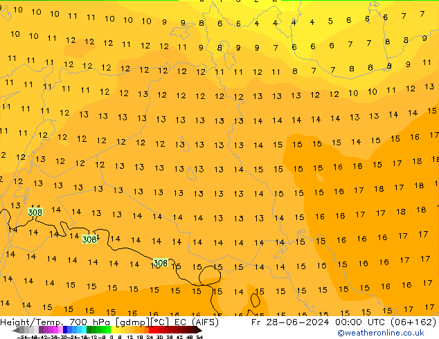 Height/Temp. 700 гПа EC (AIFS) пт 28.06.2024 00 UTC