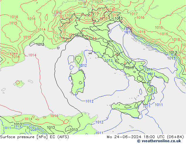 приземное давление EC (AIFS) пн 24.06.2024 18 UTC