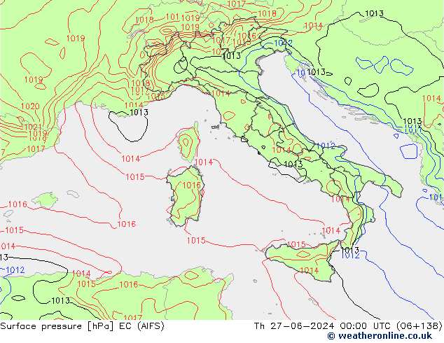 приземное давление EC (AIFS) чт 27.06.2024 00 UTC