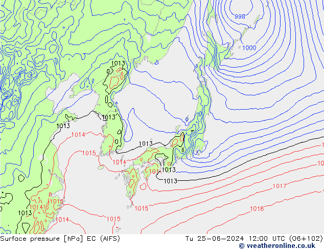 Presión superficial EC (AIFS) mar 25.06.2024 12 UTC