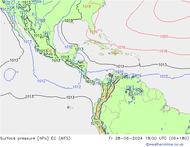 Pressione al suolo EC (AIFS) ven 28.06.2024 18 UTC