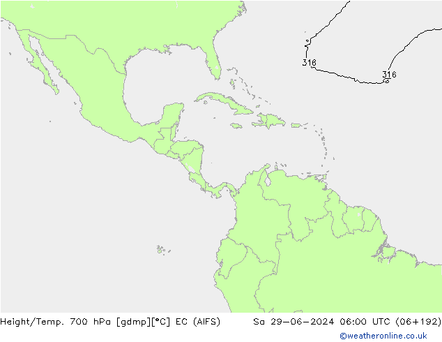 Height/Temp. 700 hPa EC (AIFS) So 29.06.2024 06 UTC