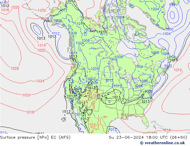 地面气压 EC (AIFS) 星期日 23.06.2024 18 UTC