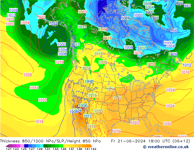 Thck 850-1000 гПа EC (AIFS) пт 21.06.2024 18 UTC