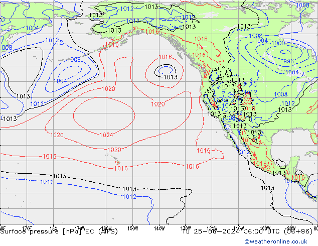 Atmosférický tlak EC (AIFS) Út 25.06.2024 06 UTC