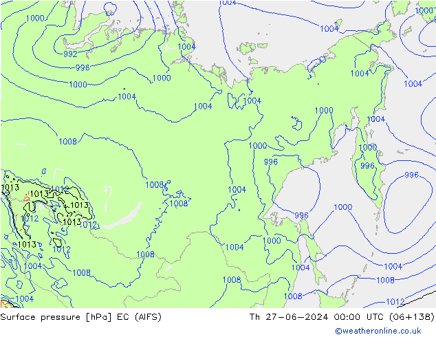 приземное давление EC (AIFS) чт 27.06.2024 00 UTC