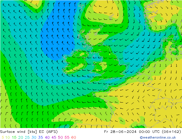 Rüzgar 10 m EC (AIFS) Cu 28.06.2024 00 UTC