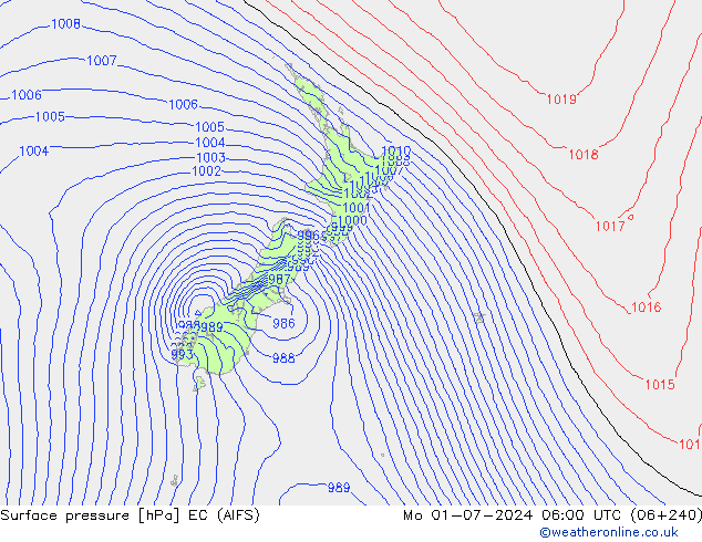 Surface pressure EC (AIFS) Mo 01.07.2024 06 UTC