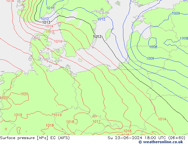 pressão do solo EC (AIFS) Dom 23.06.2024 18 UTC