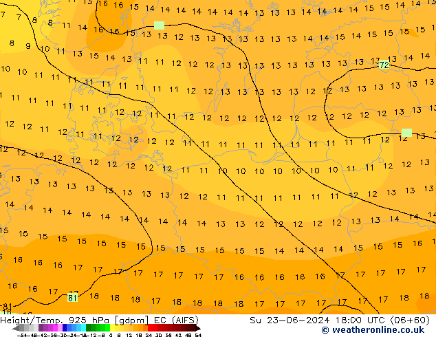 Height/Temp. 925 hPa EC (AIFS) Su 23.06.2024 18 UTC