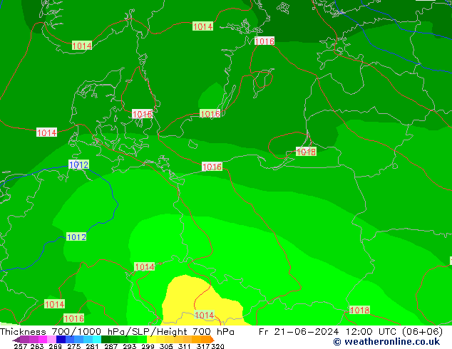 Thck 700-1000 гПа EC (AIFS) пт 21.06.2024 12 UTC