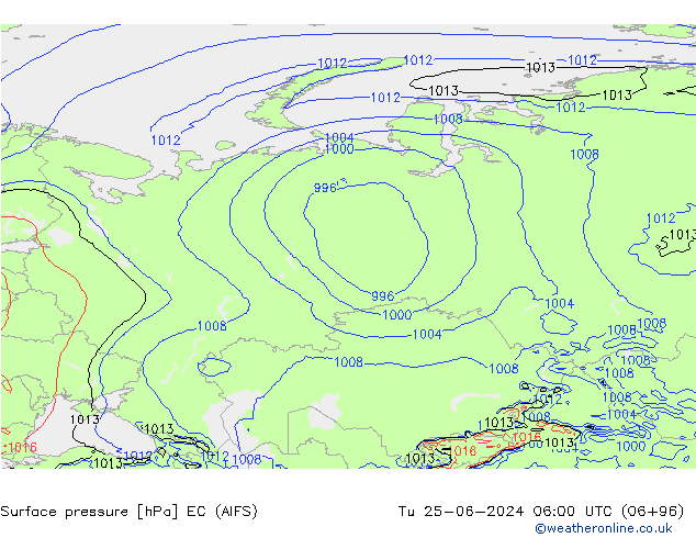 Yer basıncı EC (AIFS) Sa 25.06.2024 06 UTC