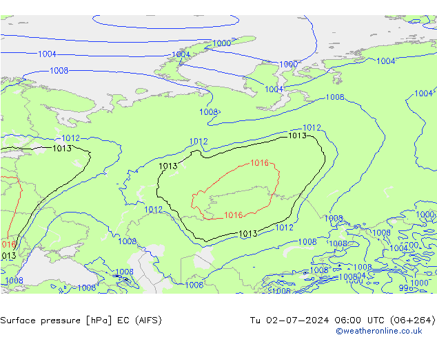 ciśnienie EC (AIFS) wto. 02.07.2024 06 UTC