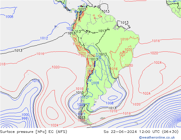 приземное давление EC (AIFS) сб 22.06.2024 12 UTC