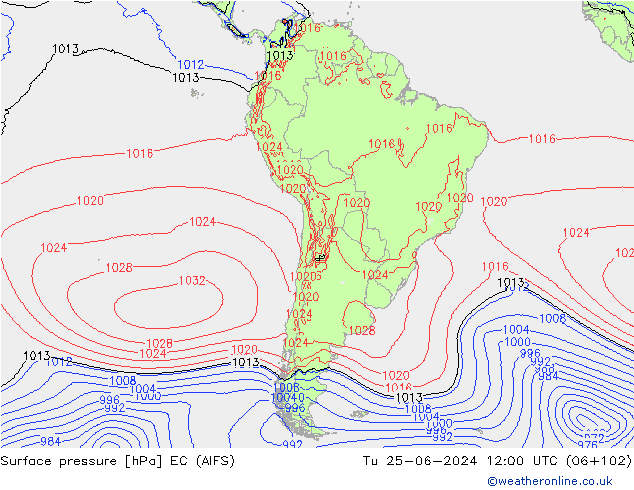 pressão do solo EC (AIFS) Ter 25.06.2024 12 UTC