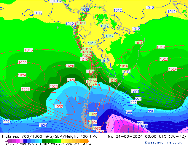 Thck 700-1000 hPa EC (AIFS)  24.06.2024 06 UTC