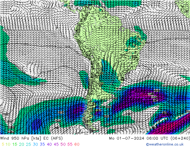 Rüzgar 950 hPa EC (AIFS) Pzt 01.07.2024 06 UTC