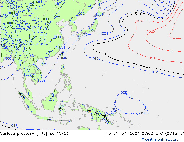 Surface pressure EC (AIFS) Mo 01.07.2024 06 UTC