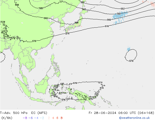 T-Adv. 500 hPa EC (AIFS) Fr 28.06.2024 06 UTC