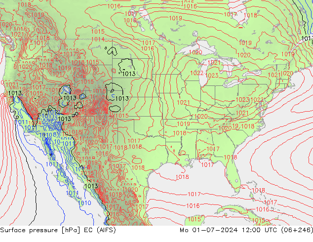 Pressione al suolo EC (AIFS) lun 01.07.2024 12 UTC