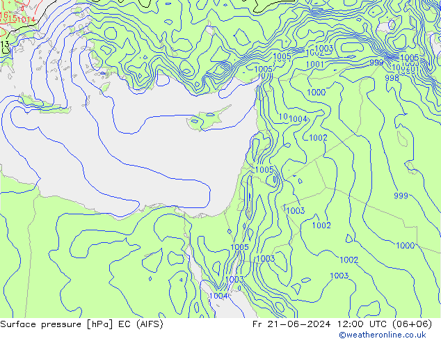 Surface pressure EC (AIFS) Fr 21.06.2024 12 UTC