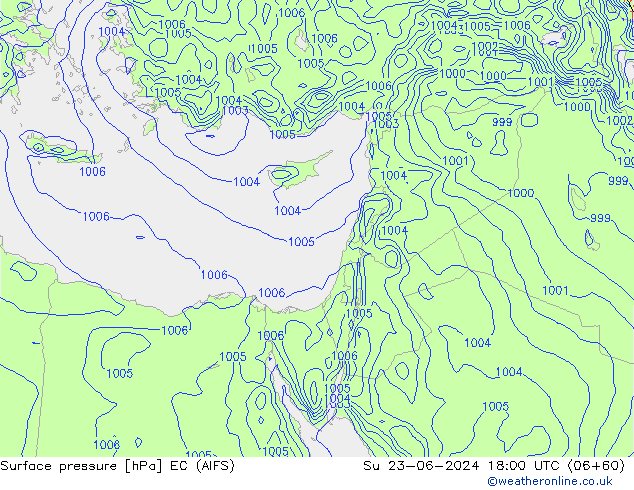 Surface pressure EC (AIFS) Su 23.06.2024 18 UTC