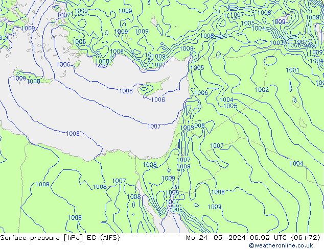 Pressione al suolo EC (AIFS) lun 24.06.2024 06 UTC