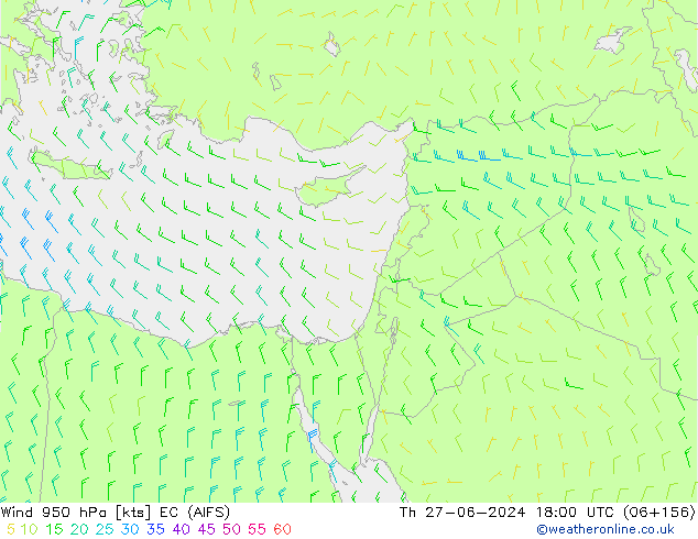 Wind 950 hPa EC (AIFS) do 27.06.2024 18 UTC