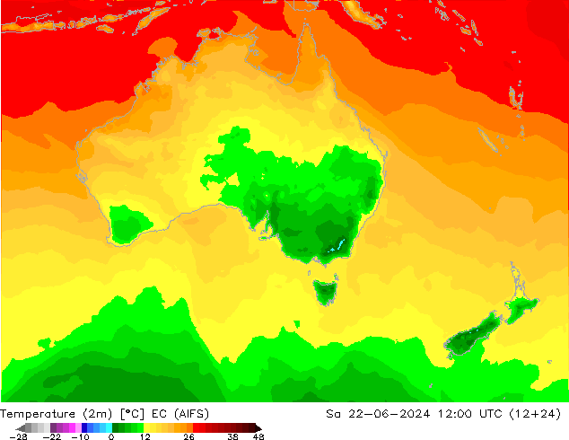 Temperatuurkaart (2m) EC (AIFS) za 22.06.2024 12 UTC