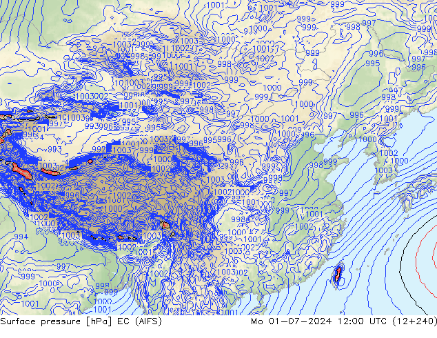 地面气压 EC (AIFS) 星期一 01.07.2024 12 UTC