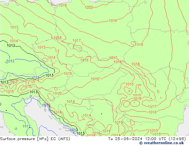 Surface pressure EC (AIFS) Tu 25.06.2024 12 UTC