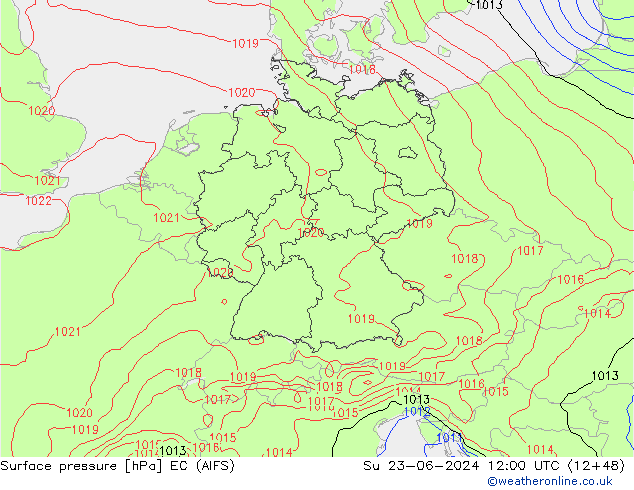 地面气压 EC (AIFS) 星期日 23.06.2024 12 UTC