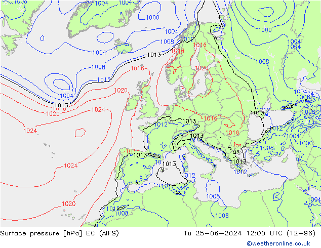 приземное давление EC (AIFS) вт 25.06.2024 12 UTC