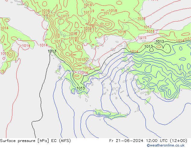 приземное давление EC (AIFS) пт 21.06.2024 12 UTC