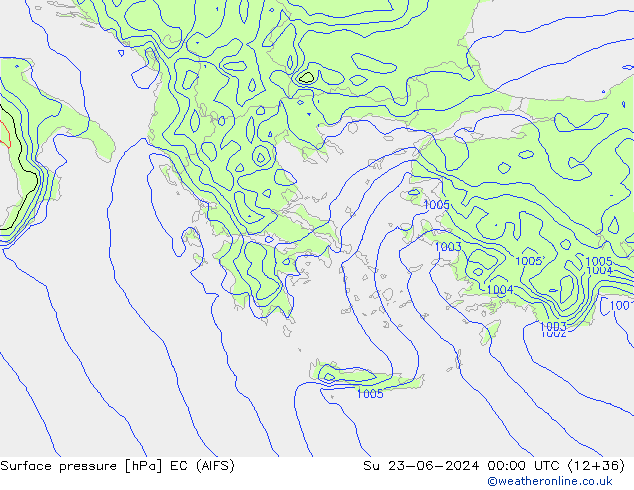 Presión superficial EC (AIFS) dom 23.06.2024 00 UTC