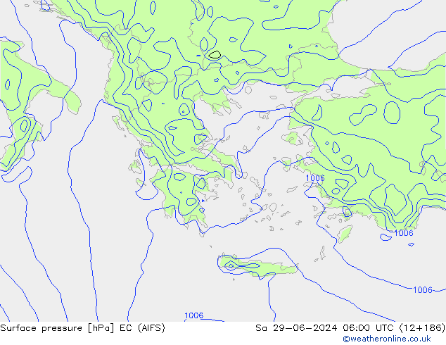 Atmosférický tlak EC (AIFS) So 29.06.2024 06 UTC