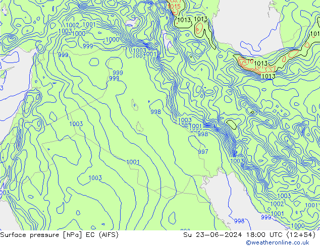 Surface pressure EC (AIFS) Su 23.06.2024 18 UTC