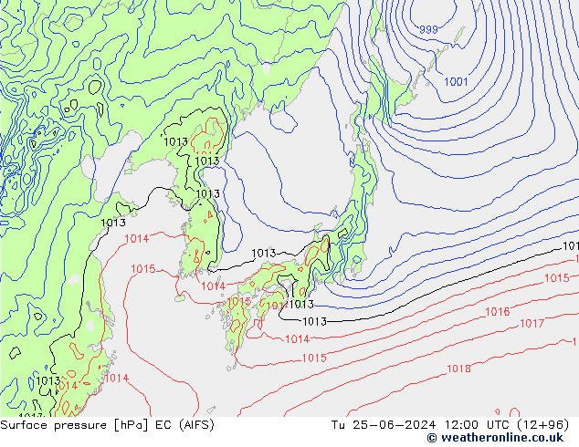 Presión superficial EC (AIFS) mar 25.06.2024 12 UTC